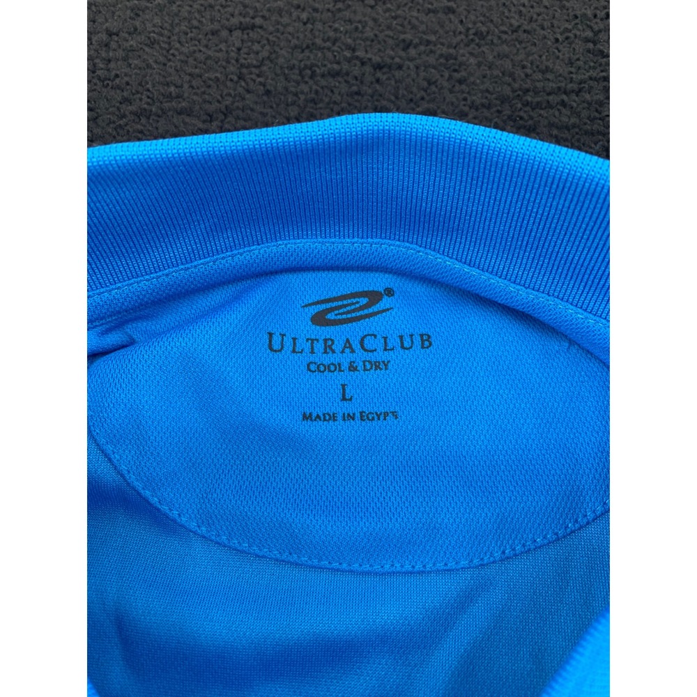 UltraClub Mens Performance Polo Shirt Cool Dry Blue Size Large Short Sleeve - Picture 4 of 7